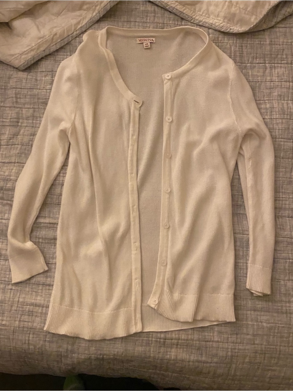 Merona White Lightweight Button-Up Cardigan